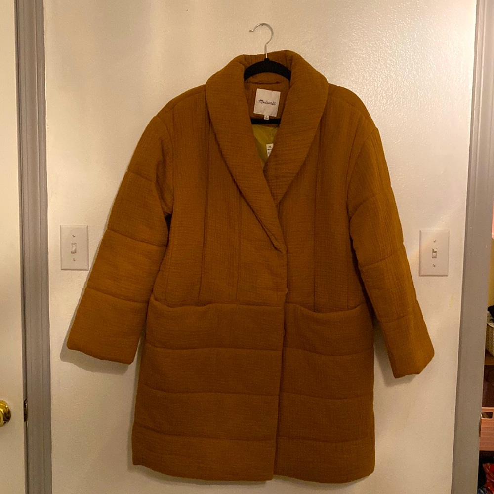 Madewell Quilted coat. New. Large. Mustard